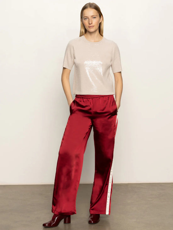 Satin Track Pant - Crimson