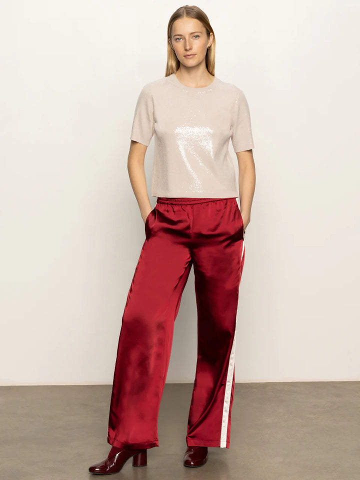 Satin Track Pant - Crimson