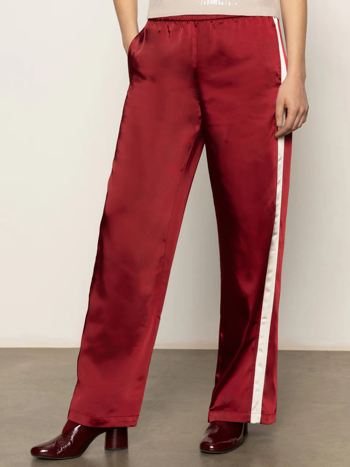 Satin Track Pant - Crimson