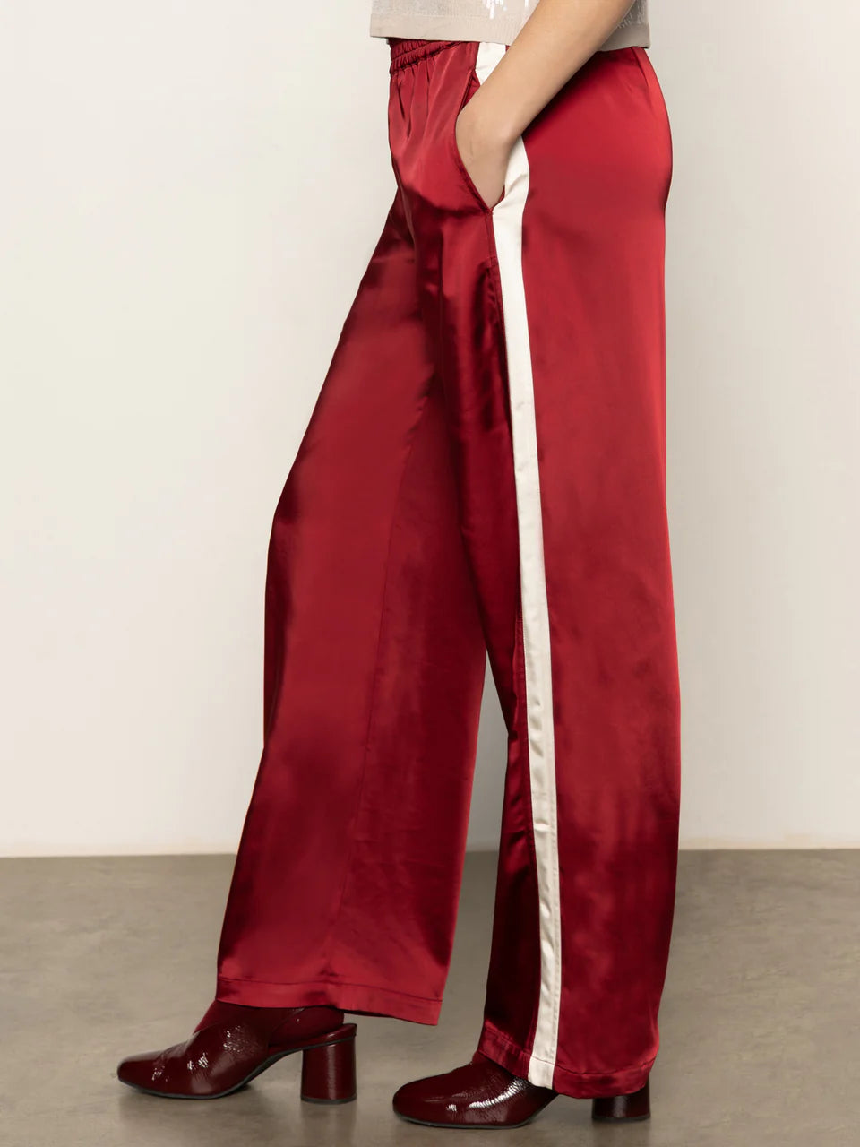 Satin Track Pant - Crimson