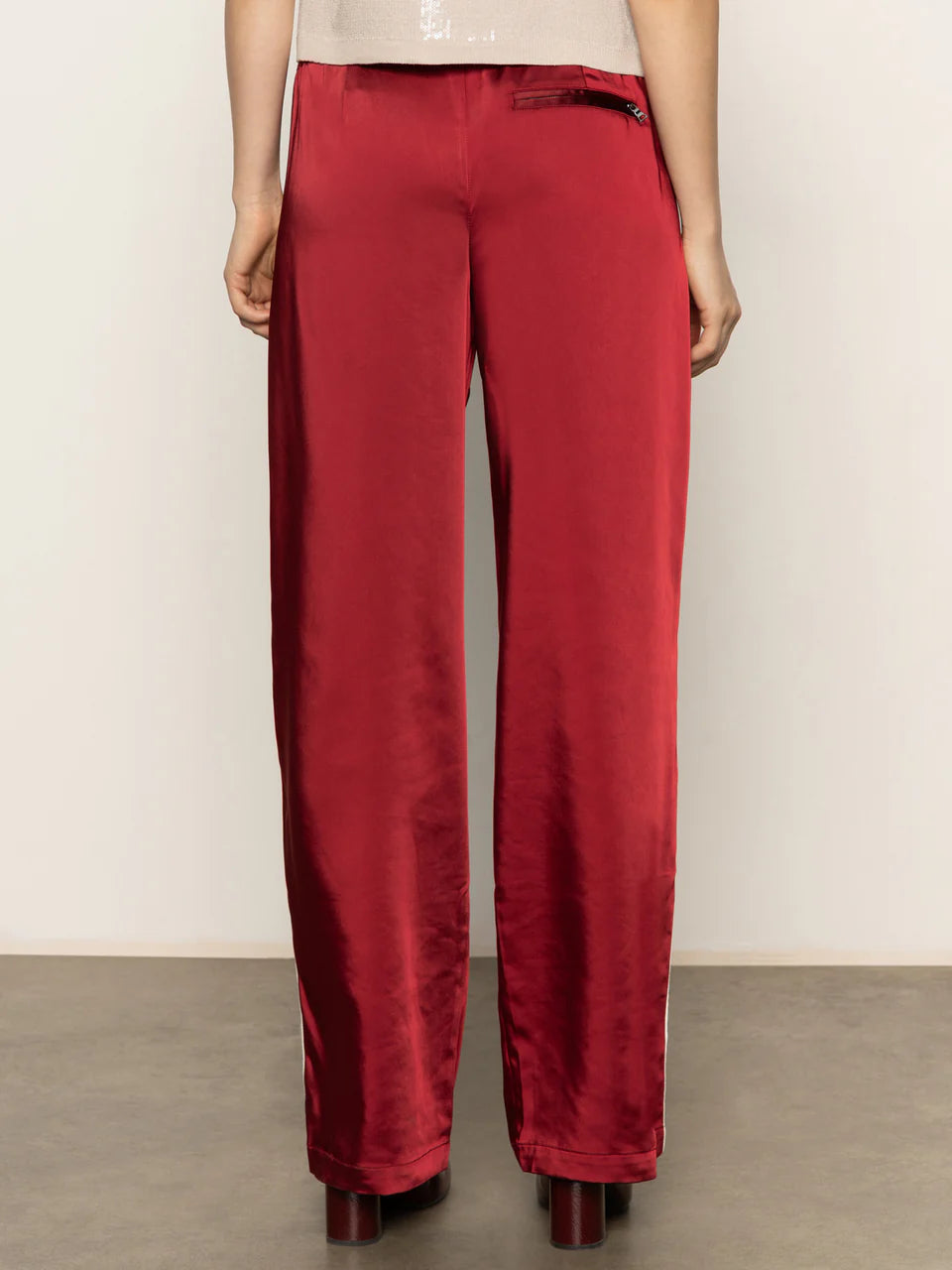 Satin Track Pant - Crimson