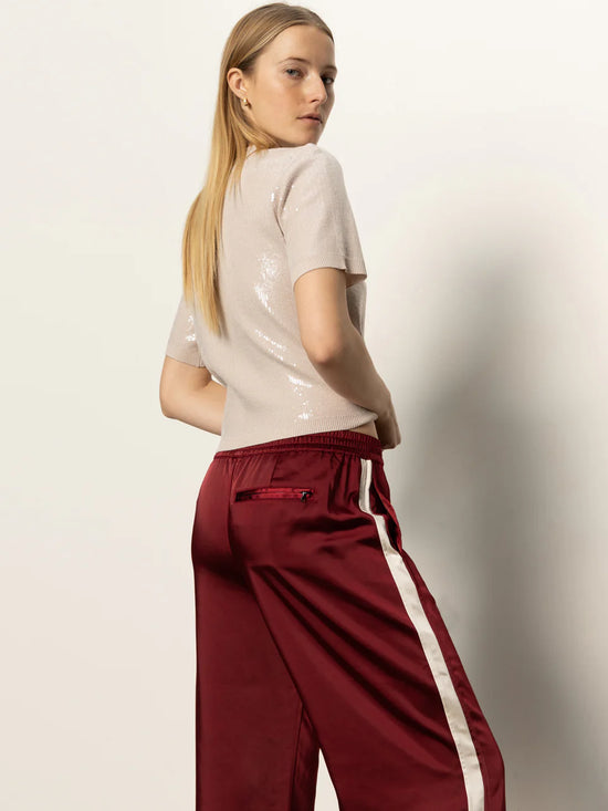 Satin Track Pant - Crimson