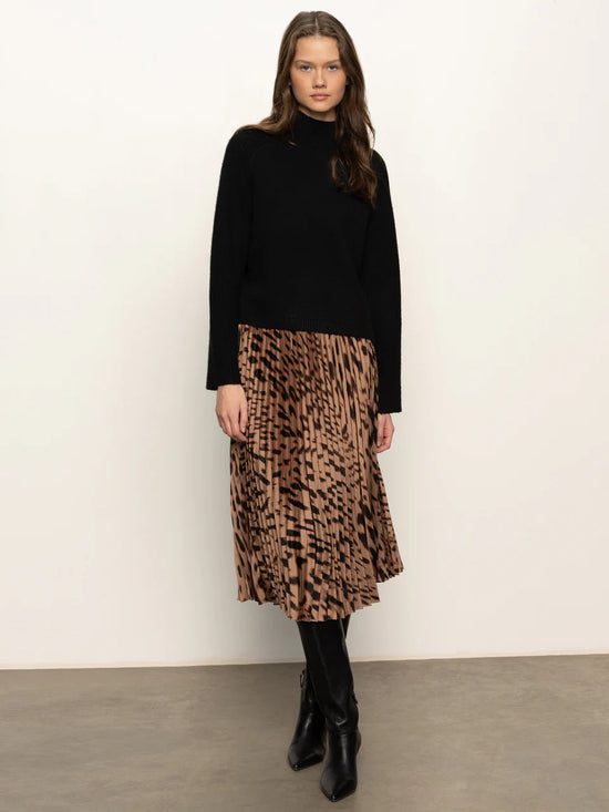 Nostalgia Pleated Midi Skirt - Mocha Leo