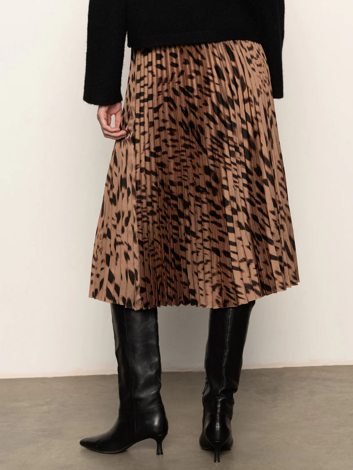 Nostalgia Pleated Midi Skirt - Mocha Leo