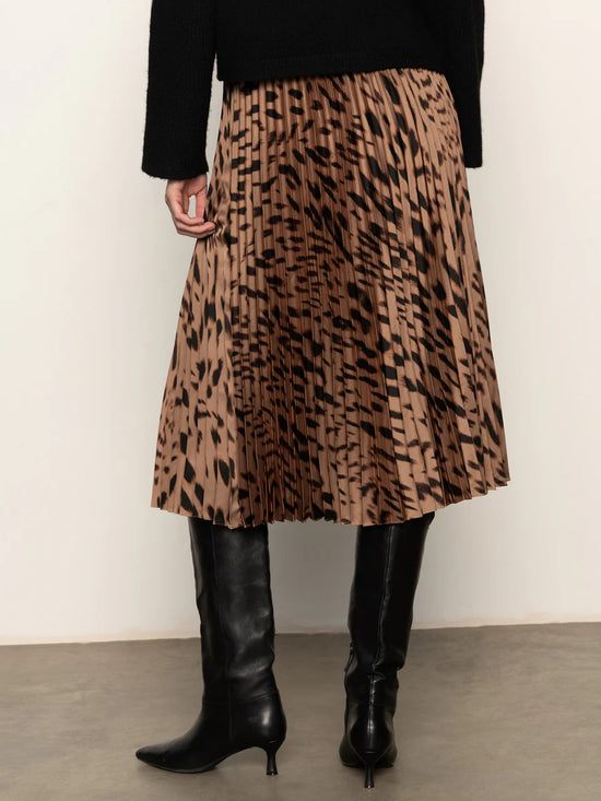 Nostalgia Pleated Midi Skirt - Mocha Leo