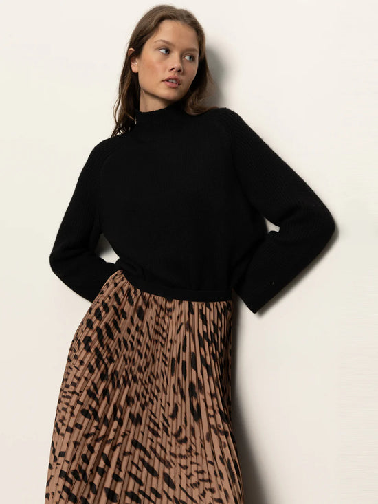 Nostalgia Pleated Midi Skirt - Mocha Leo