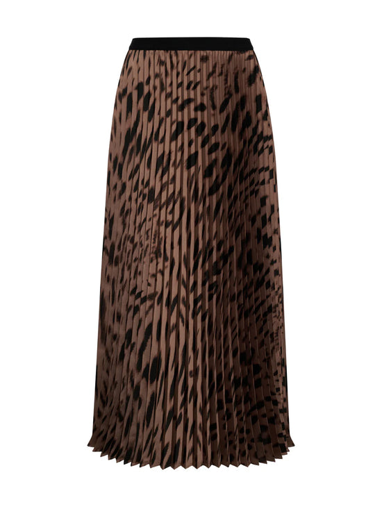 Nostalgia Pleated Midi Skirt - Mocha Leo