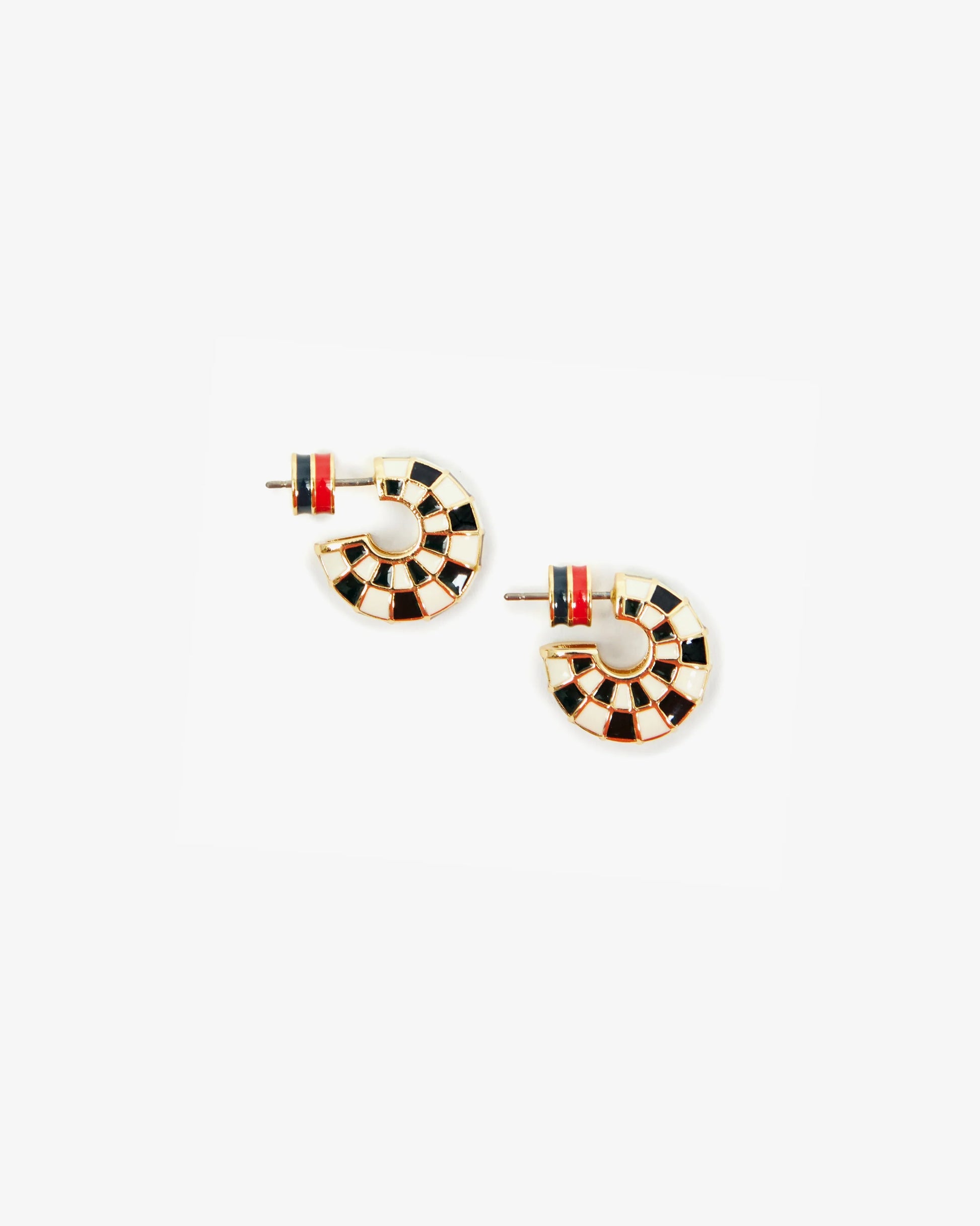 Petite Le Hoop - Black/Cream Checker