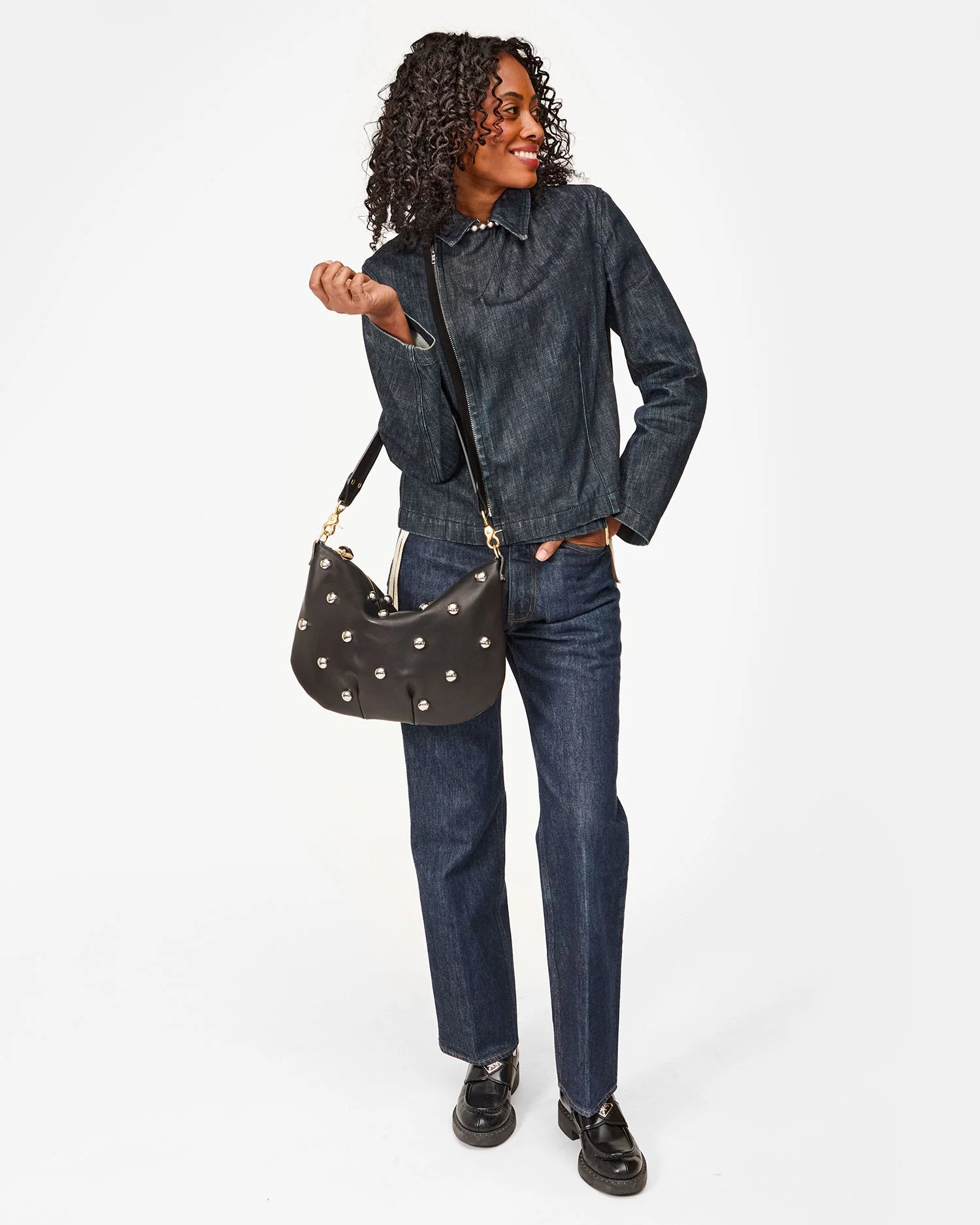 Moyen Messenger - Black w/ Studs