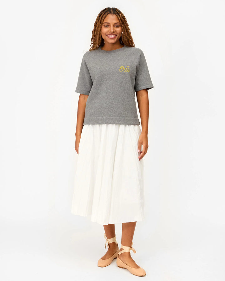 Short Sleeve Sweatshirt - Embroidered Oui