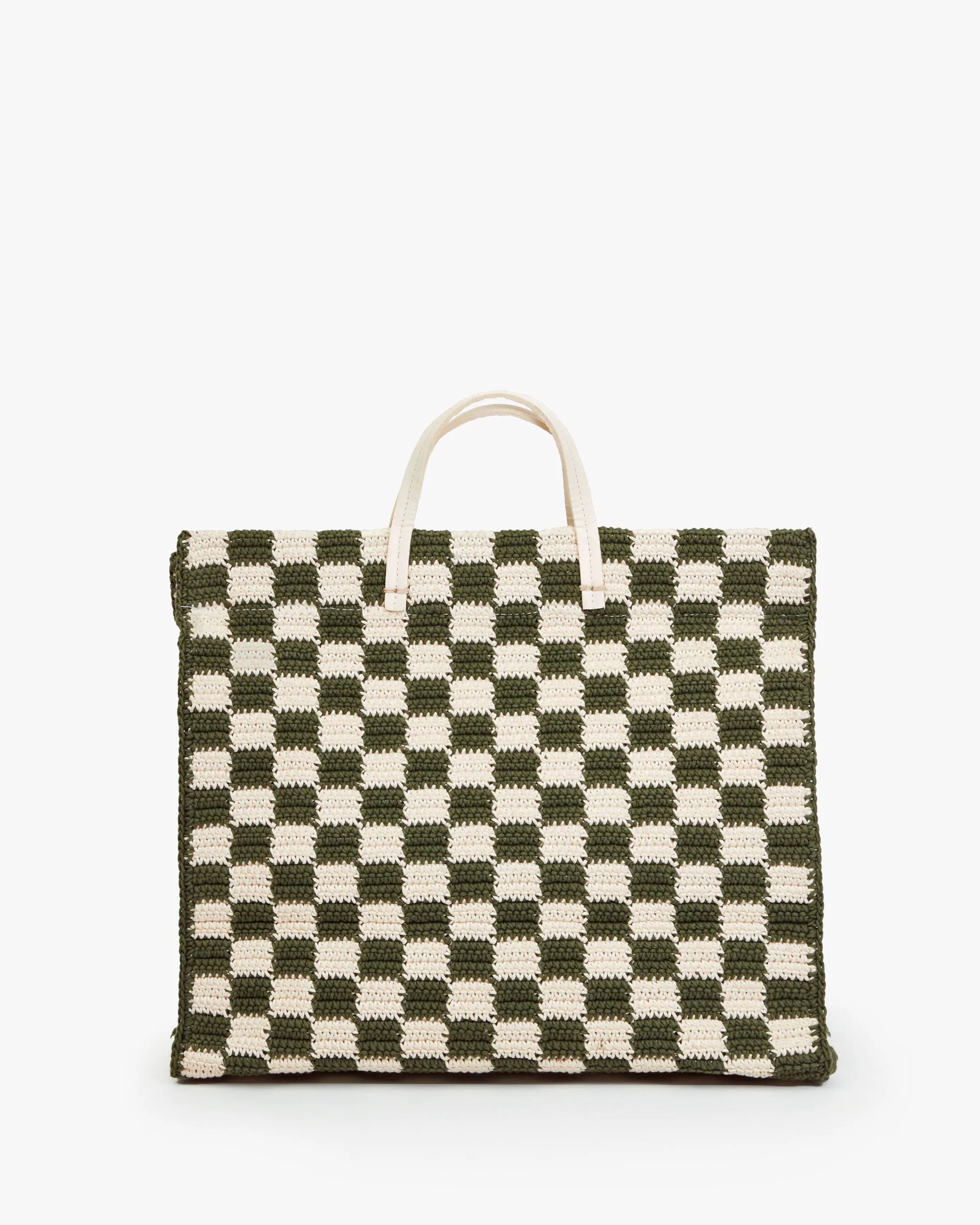 Summer Simple Tote - Crochet Checker - Olive/Cream