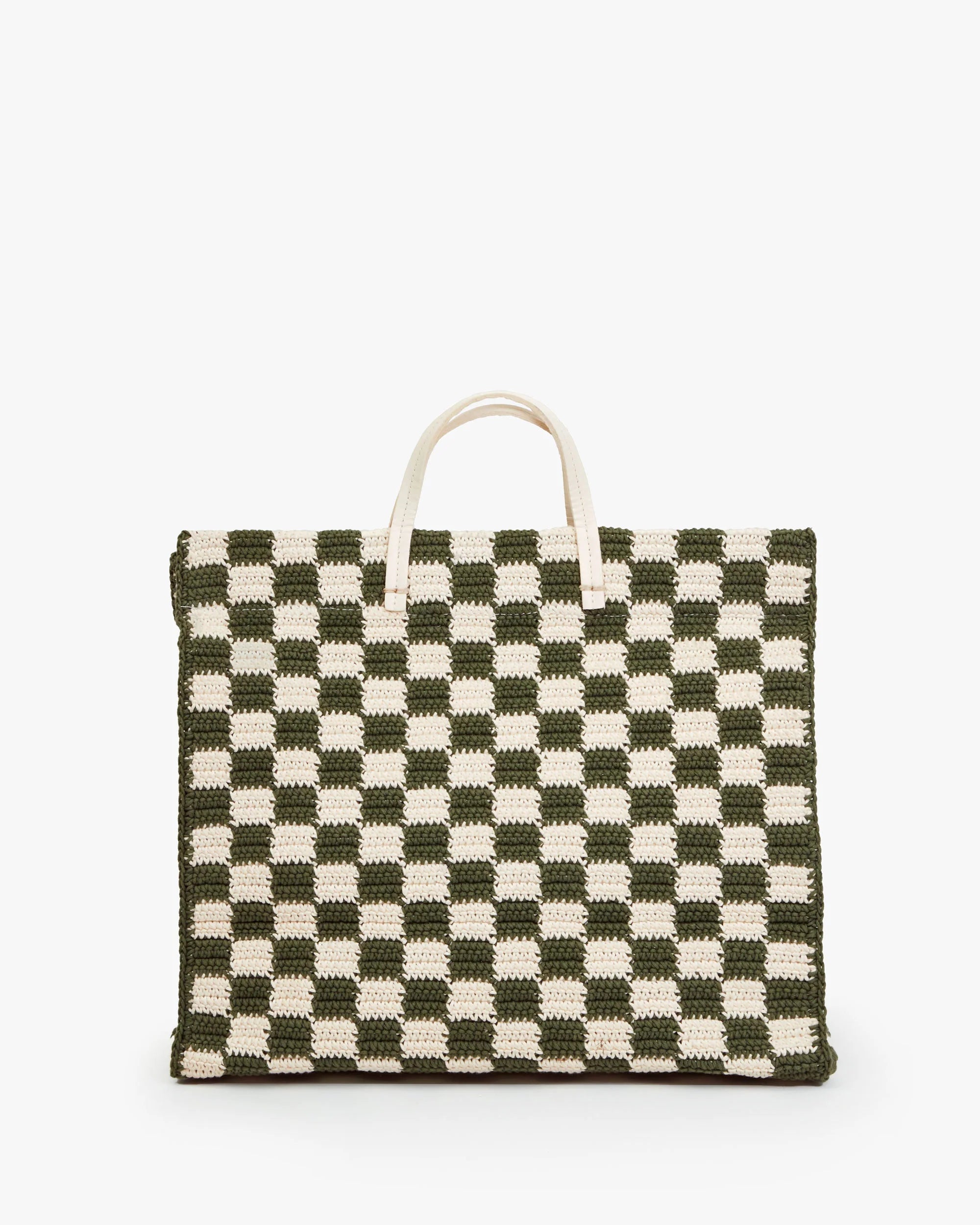 Summer Simple Tote - Crochet Checker - Olive/Cream