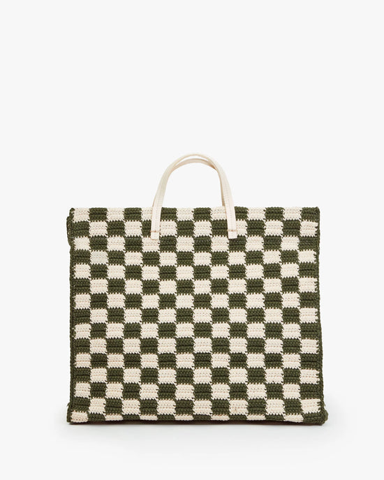 Summer Simple Tote - Crochet Checker - Olive/Cream