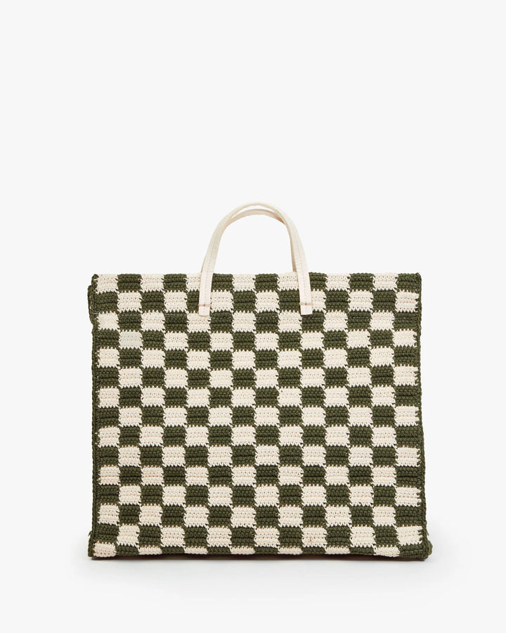Summer Simple Tote - Crochet Checker - Olive/Cream