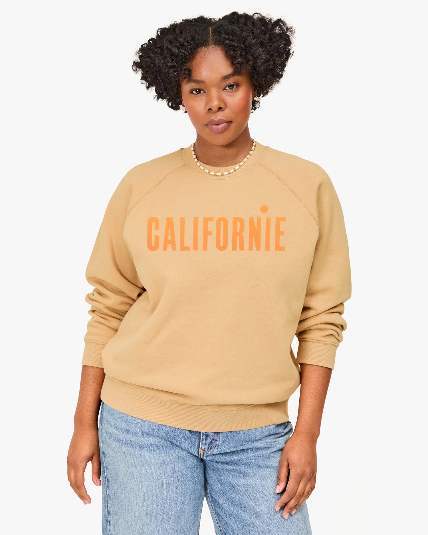 Sweatshirt Californie - Sand/Neon Orange