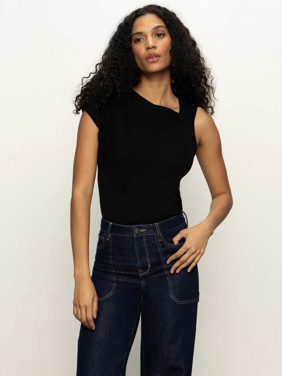 Asymmetrical Twist Top - Black