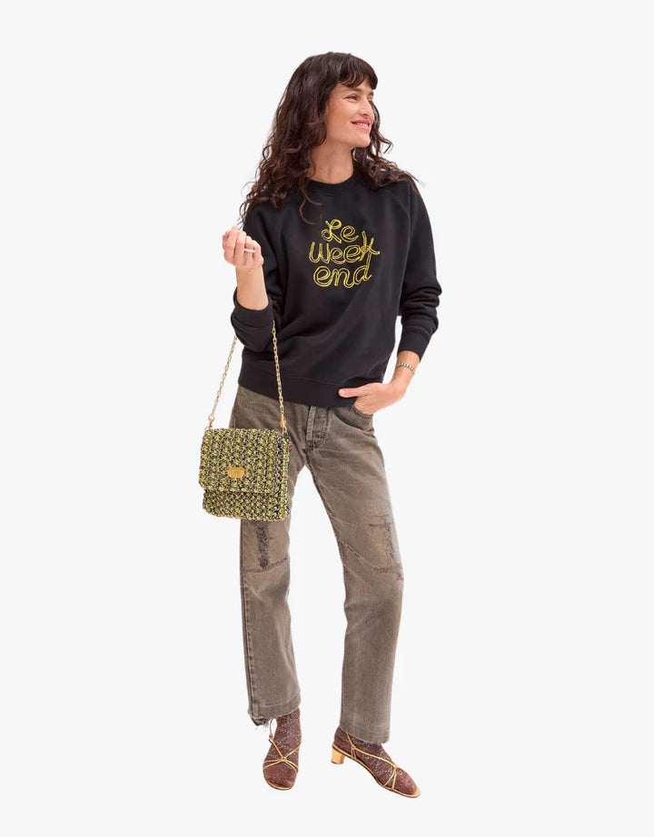 Sweatshirt Le Weekend - Black and Marigold