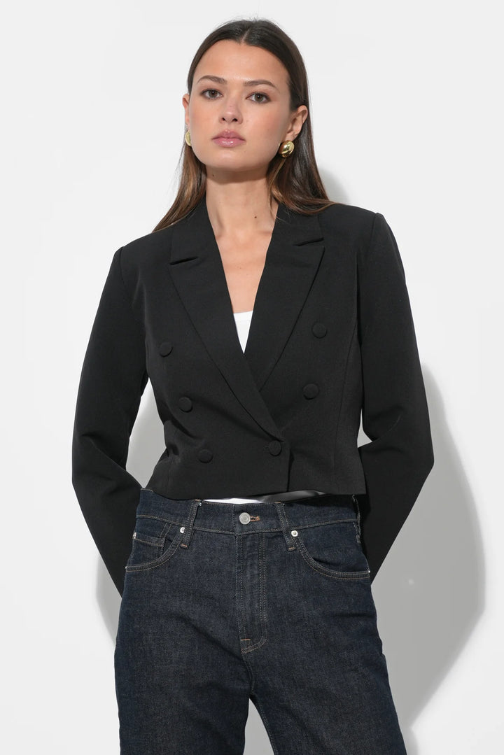 Gretchen Double Breasted Cropped Blazer - Black