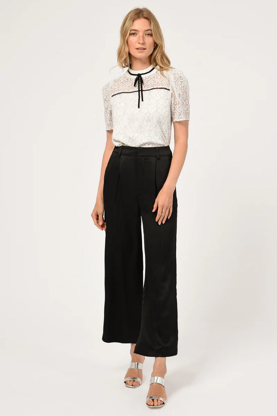 Lucia Pleat Front Wide Leg Trousers - Black