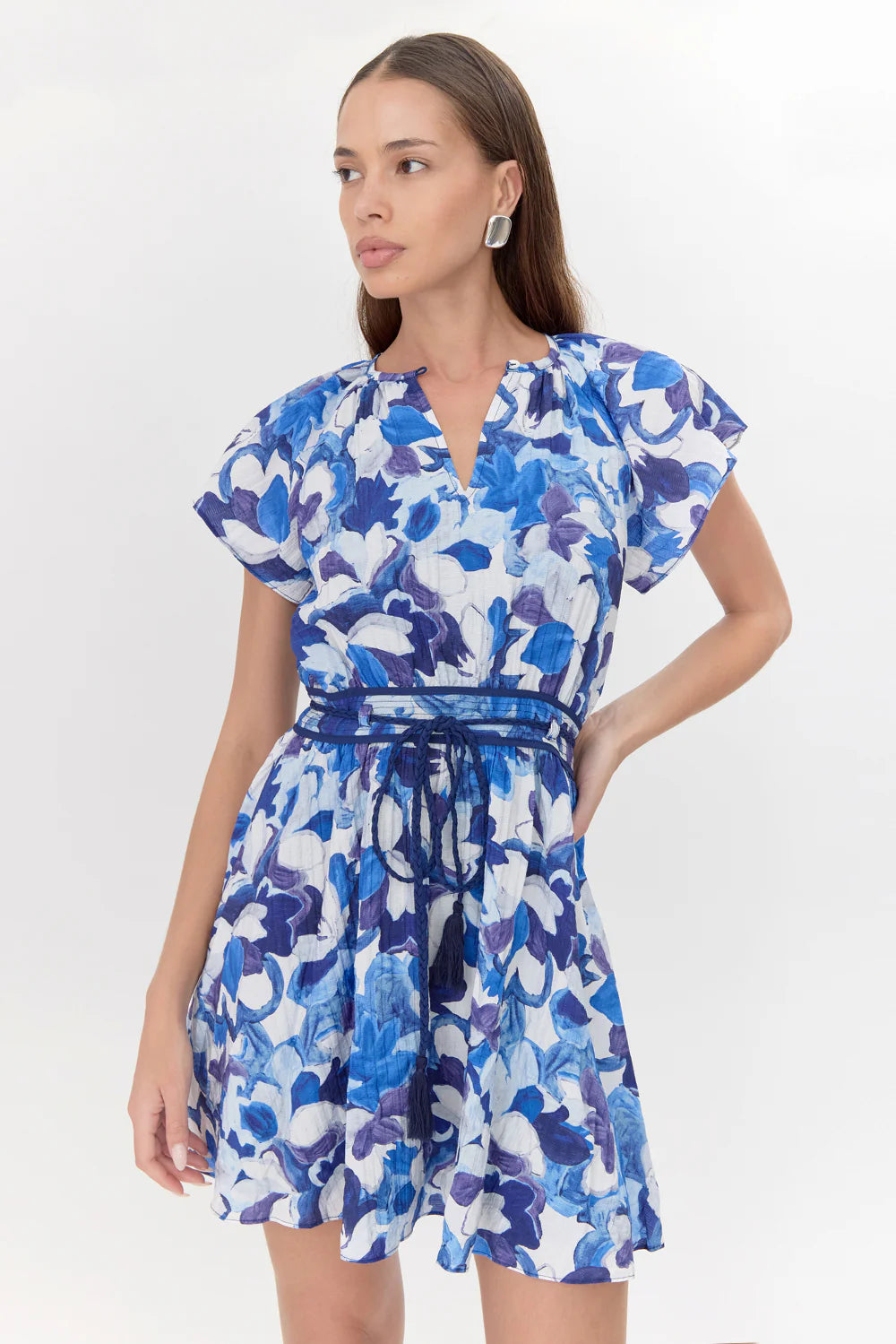 Aeila Textured Mini Dress - Blue