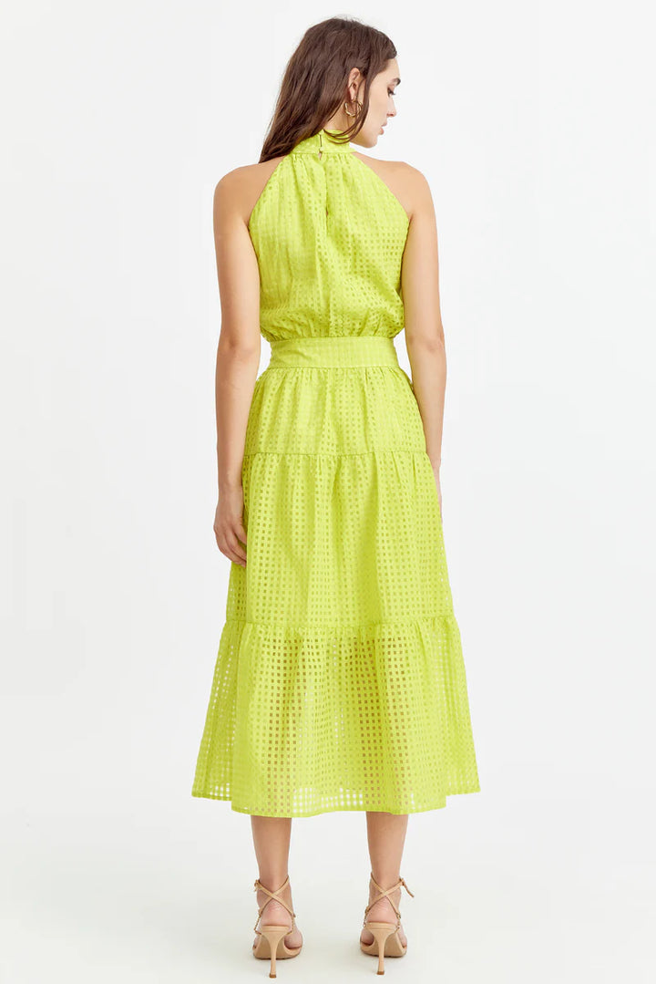 Angel Seersucker Halter Dress - Cyber Lime