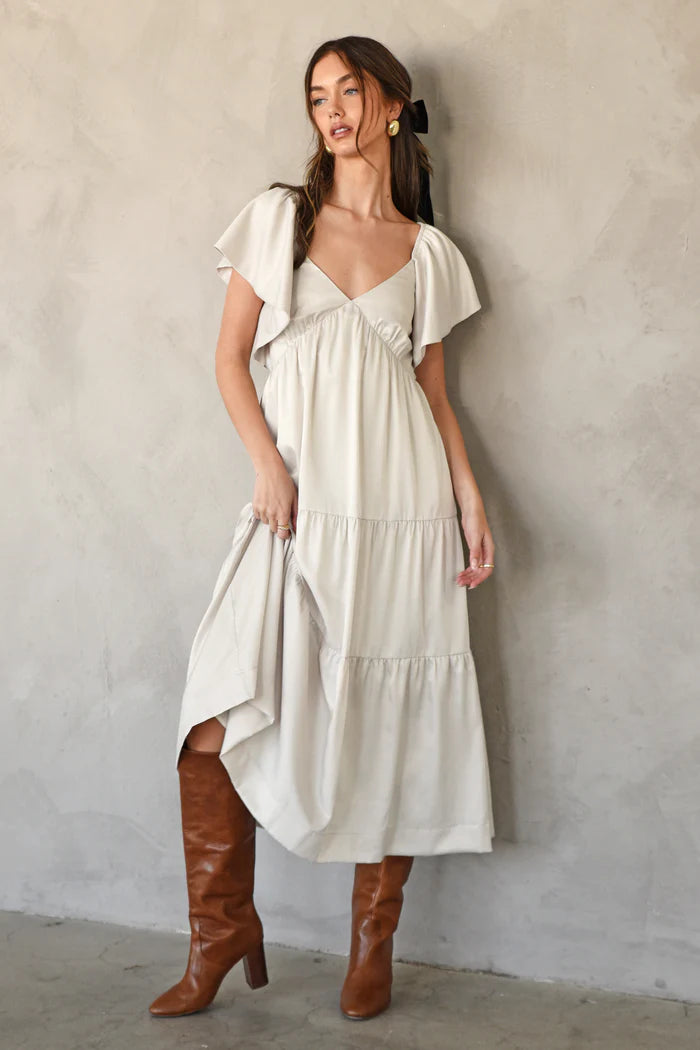 Tessa Midi Dress - Vanilla