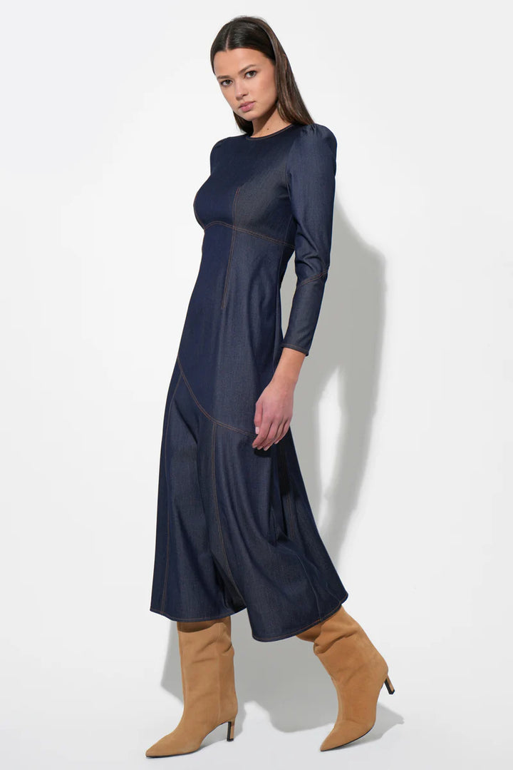 Jayne Denim Midi Dress - Denim Blue