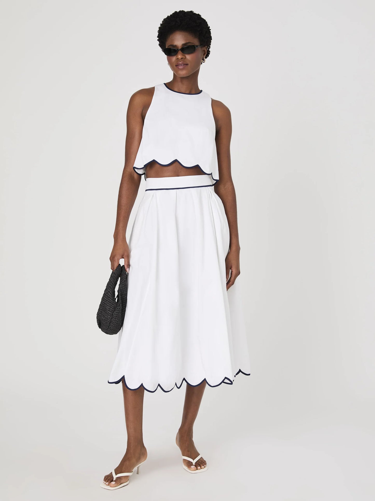 Alexis Cotton Scallop Top - Summer White