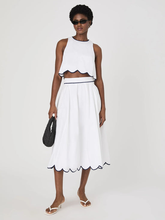 Alexis Cotton Scallop Top - Summer White