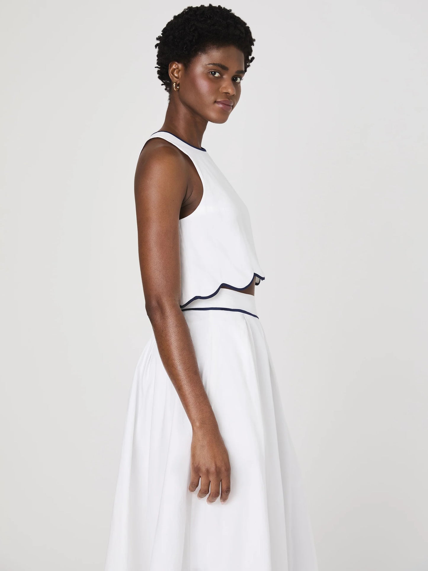Alexis Cotton Scallop Top - Summer White