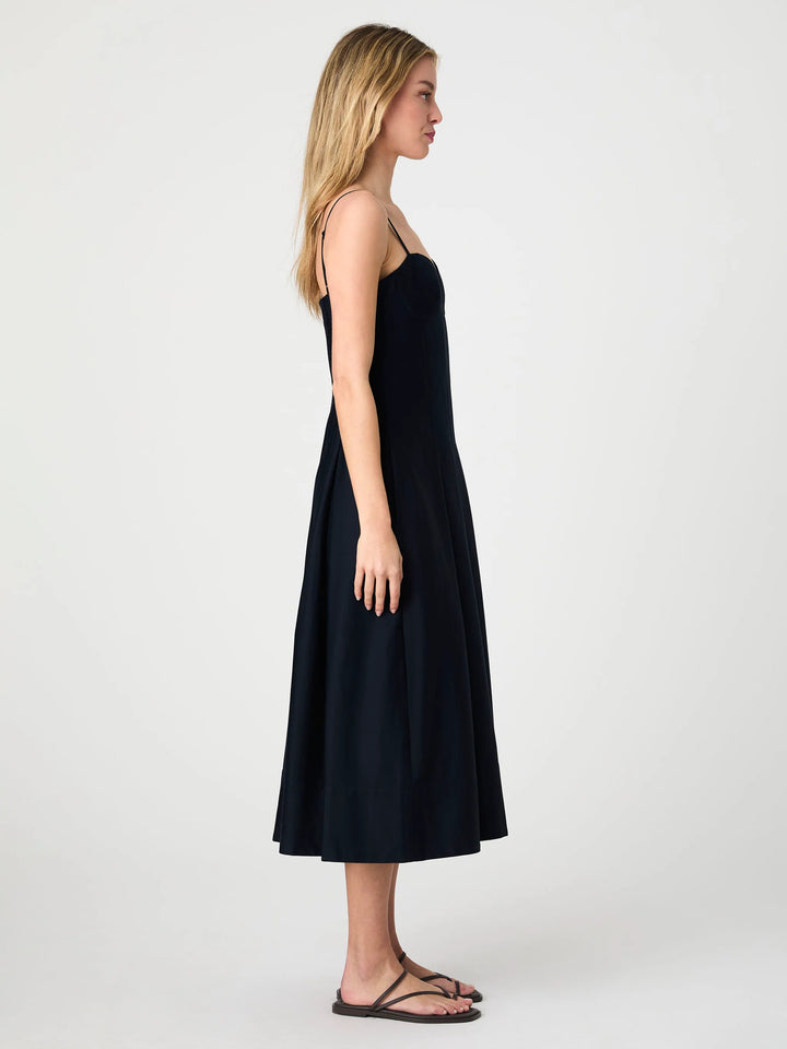 Cotton Pleated Midi Dress - Marine
