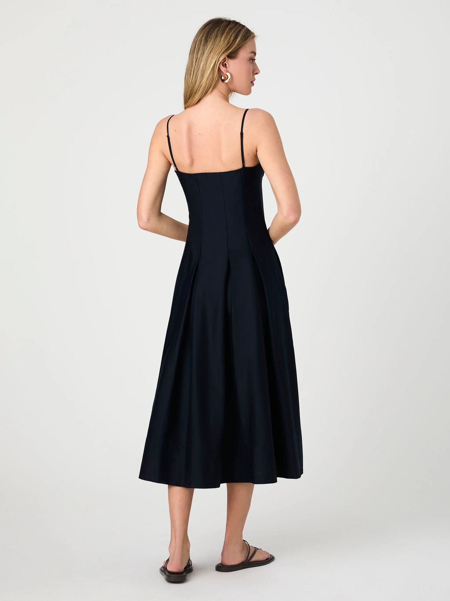 Cotton Pleated Midi Dress - Marine