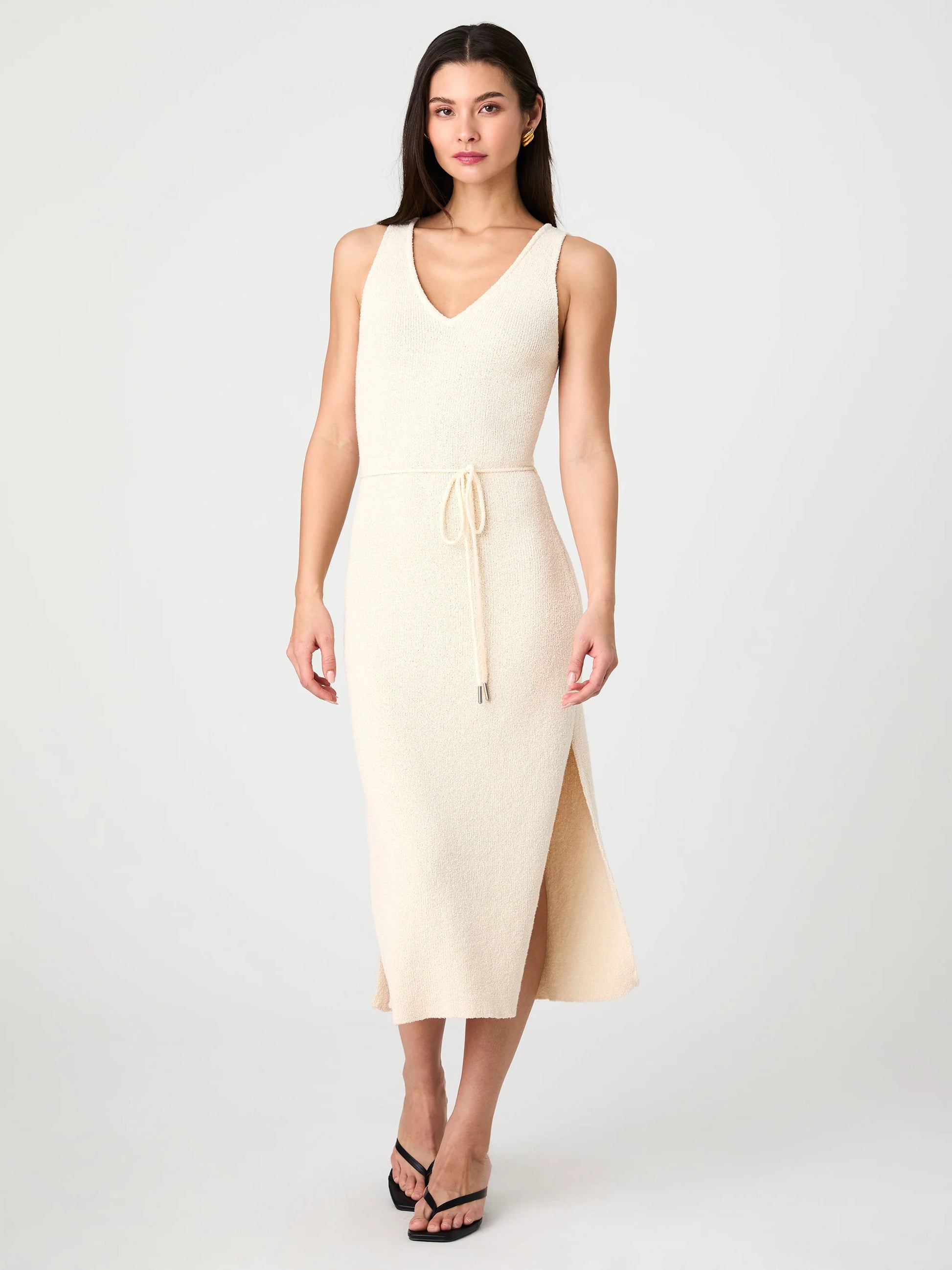 Terry Spun Midi Dress - Ecru