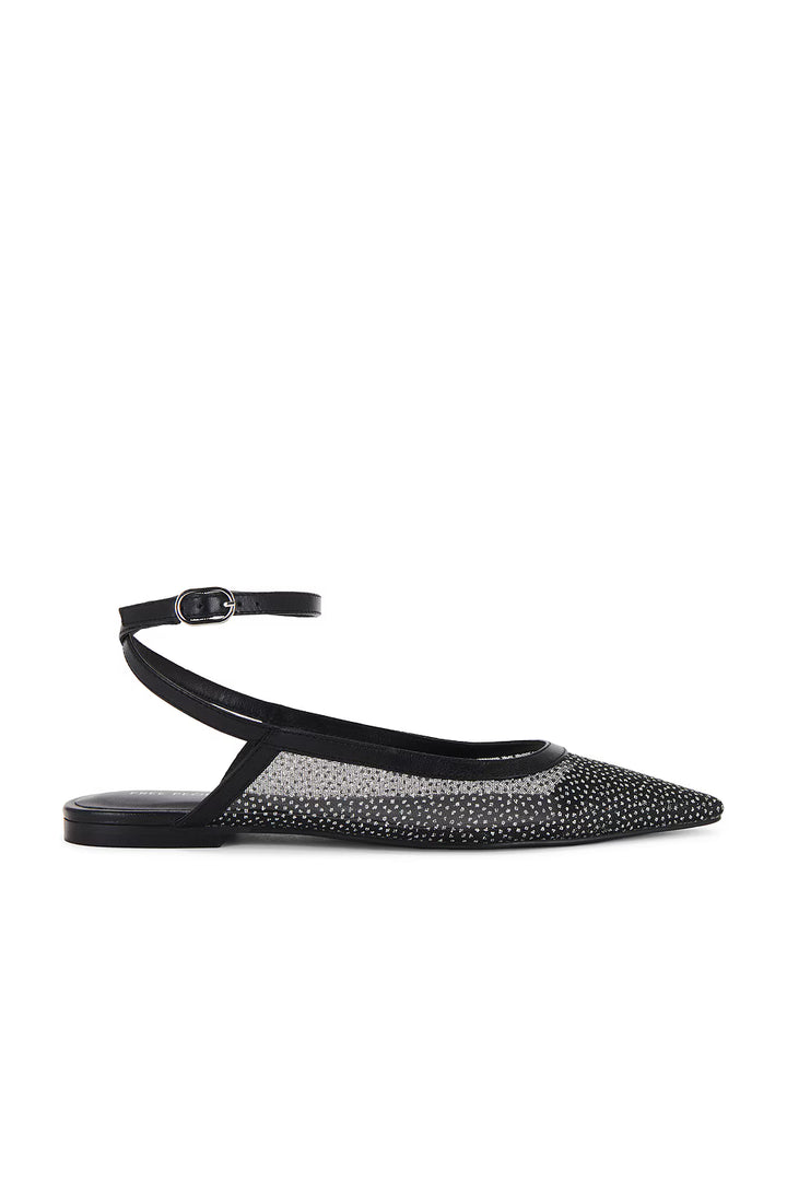 Sheer Glitter Jules Flat - Black