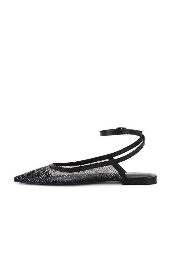 Sheer Glitter Jules Flat - Black