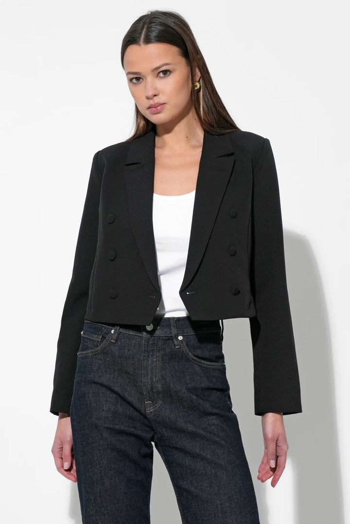 Gretchen Double Breasted Cropped Blazer - Black