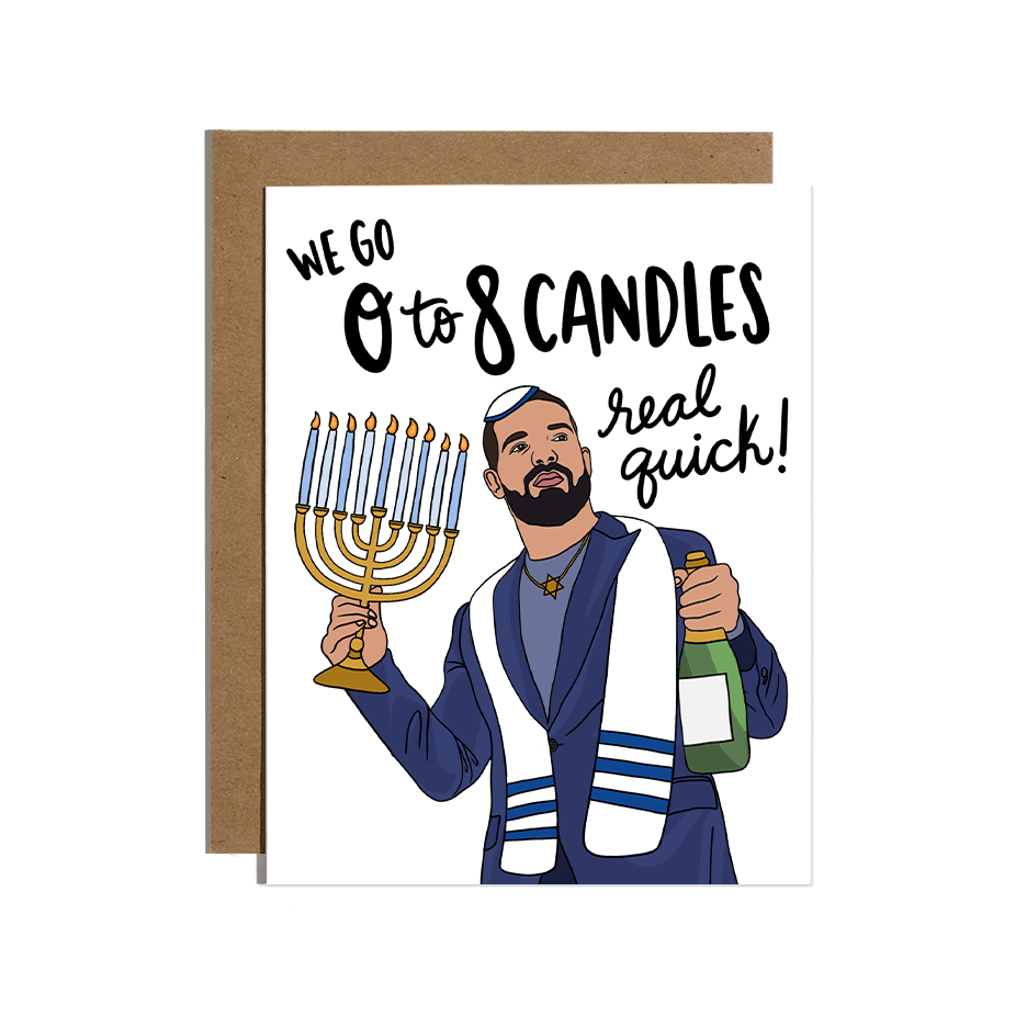 0 to 8 Candles Real Quick Hanukkah card