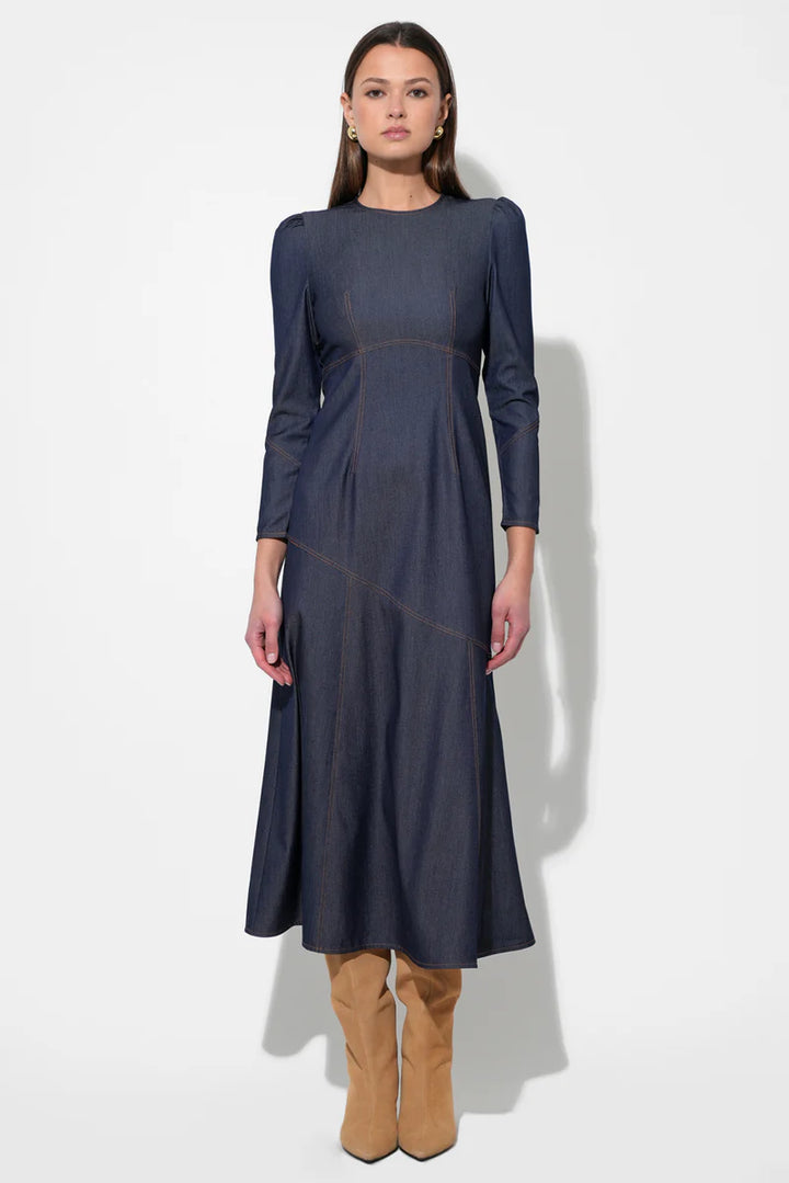 Jayne Denim Midi Dress - Denim Blue