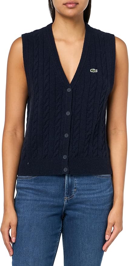 Button Front Vest - Navy Blue