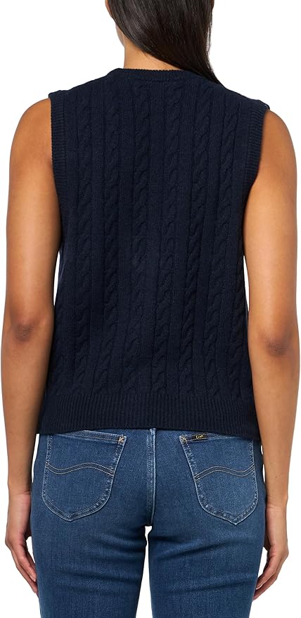 Button Front Vest - Navy Blue
