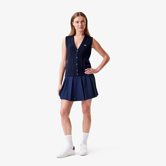 Button Front Vest - Navy Blue