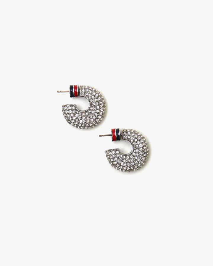 Le Hoop Pave Earrings- Rhodium/Clear