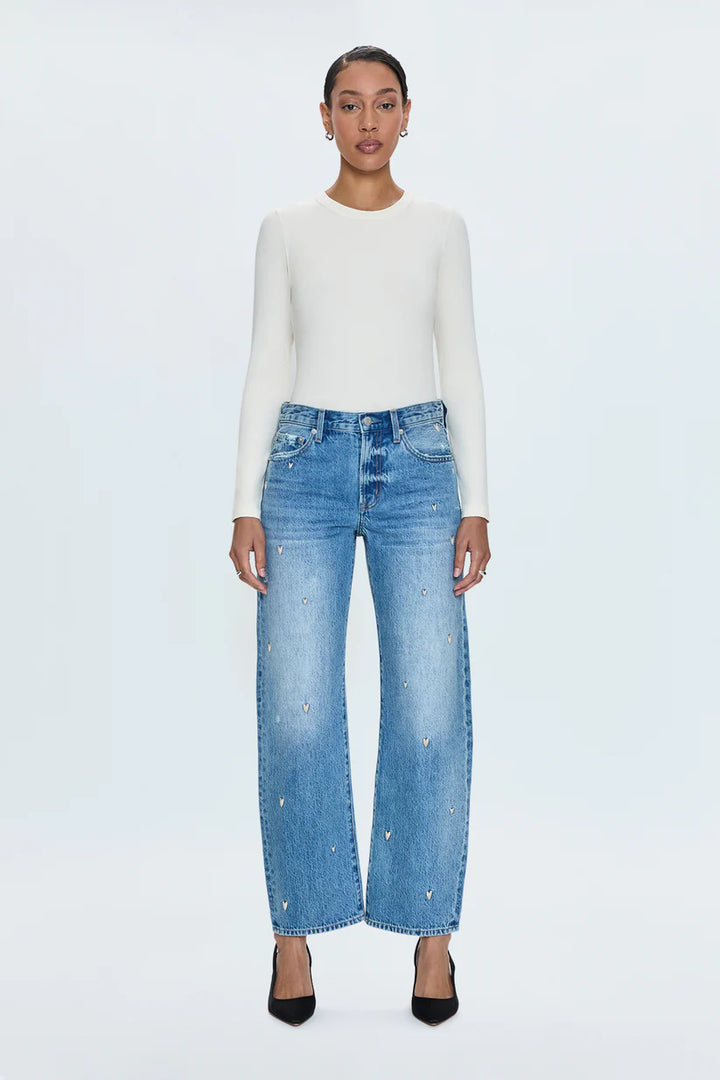 Lexi Mid Rise Bowed Leg Jean - Confetti Vintage