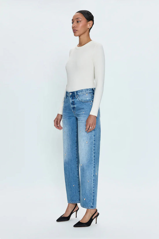 Lexi Mid Rise Bowed Leg Jean - Confetti Vintage