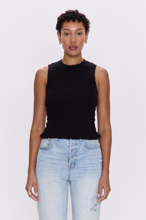 Phoebe Smocked Tank - Noir