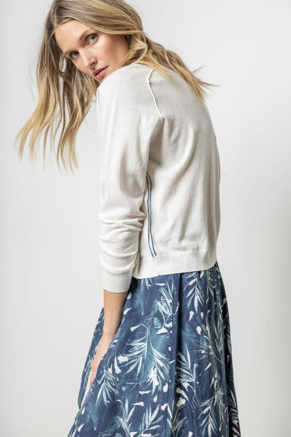 Oversized Saddle Sleeve Sweater - Antique White