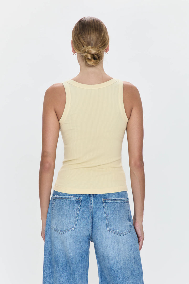 Christy Curved Hem Tank Top - Custard Yellow