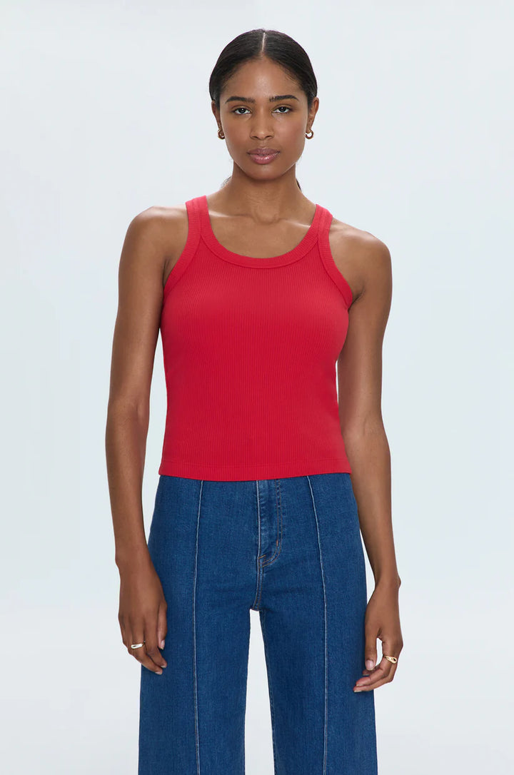 Christy Curved Hem Tank Top - Ruby