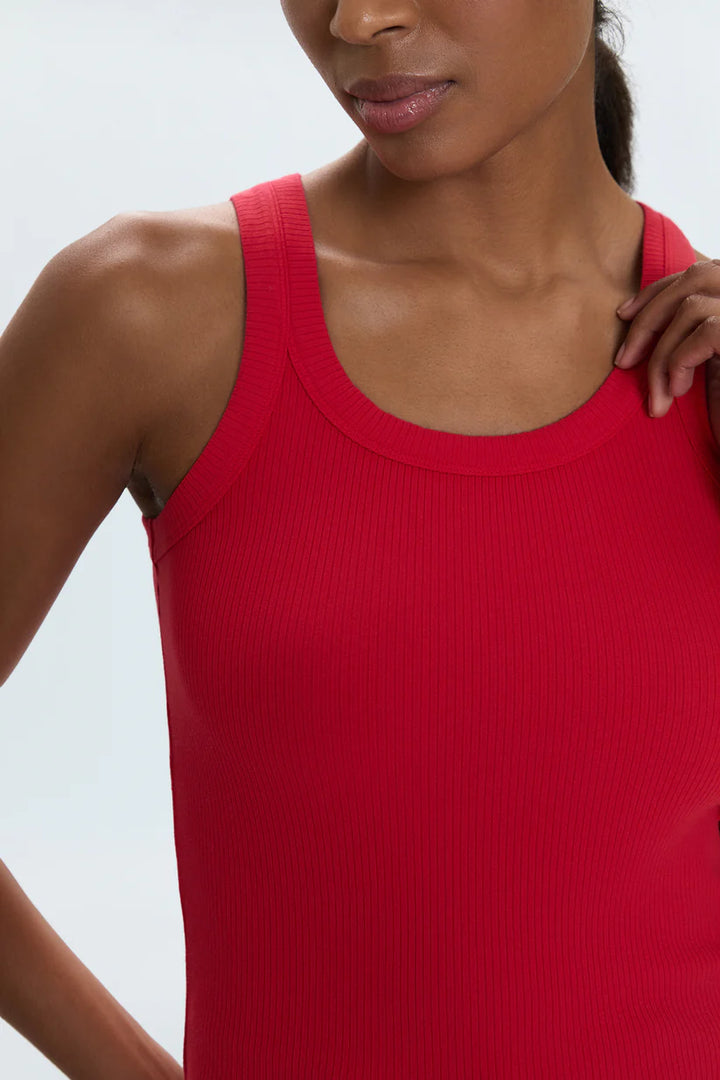 Christy Curved Hem Tank Top - Ruby