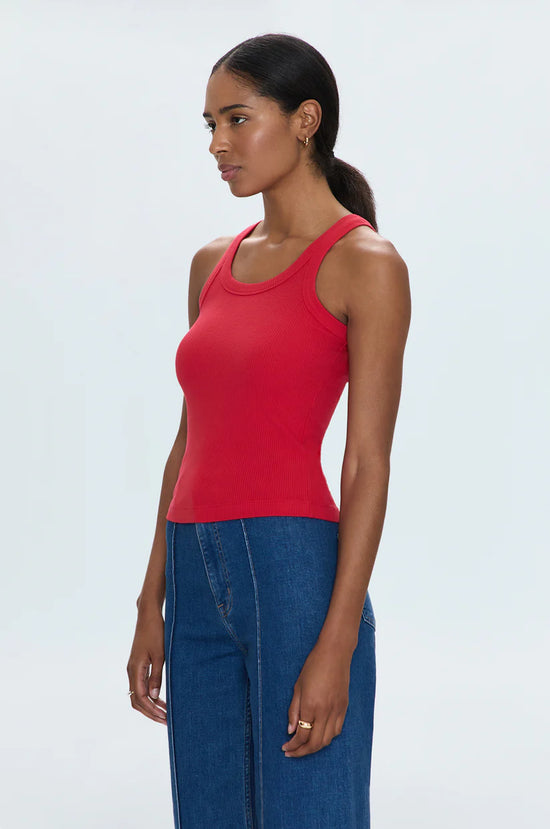 Christy Curved Hem Tank Top - Ruby